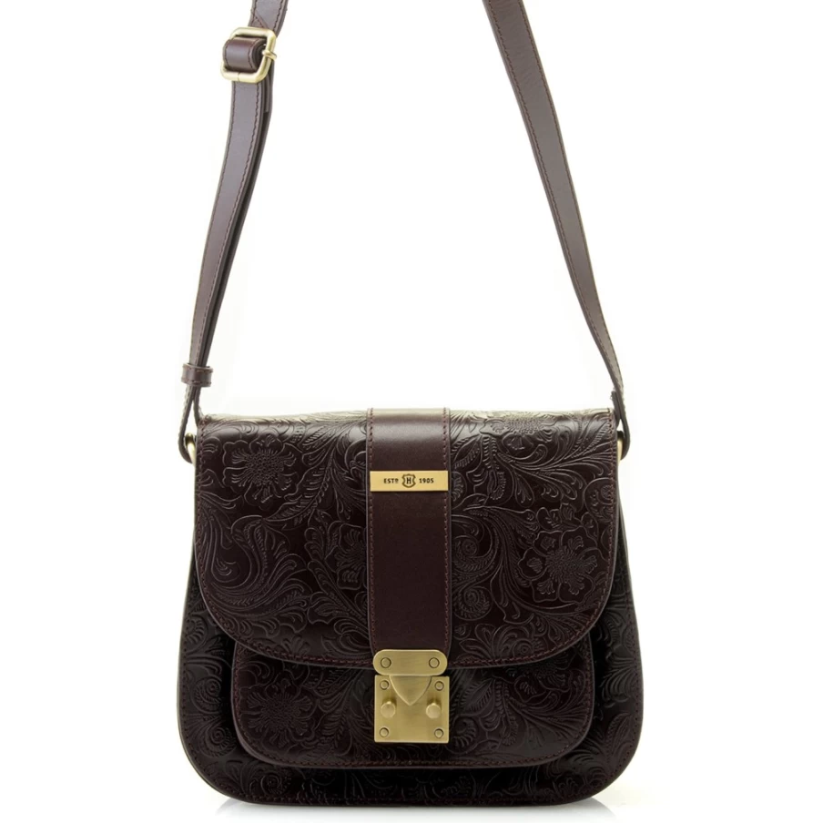 J.W. Hulme Co Reese Tooled Leather Crossbody Bag in Brown - Handcrafted Saddle Bag for Women