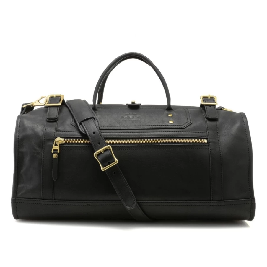 J. W. Hulme Co Gladstone Duffel Bag - Black Heritage Leather Travel Duffle