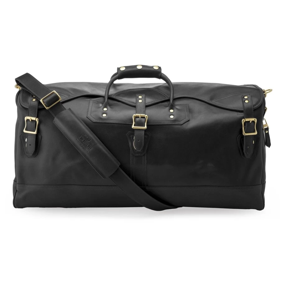 J. W. Hulme Co Classic Duffel Large Travel Bag - Black Heritage Leather Duffle for Men & Women