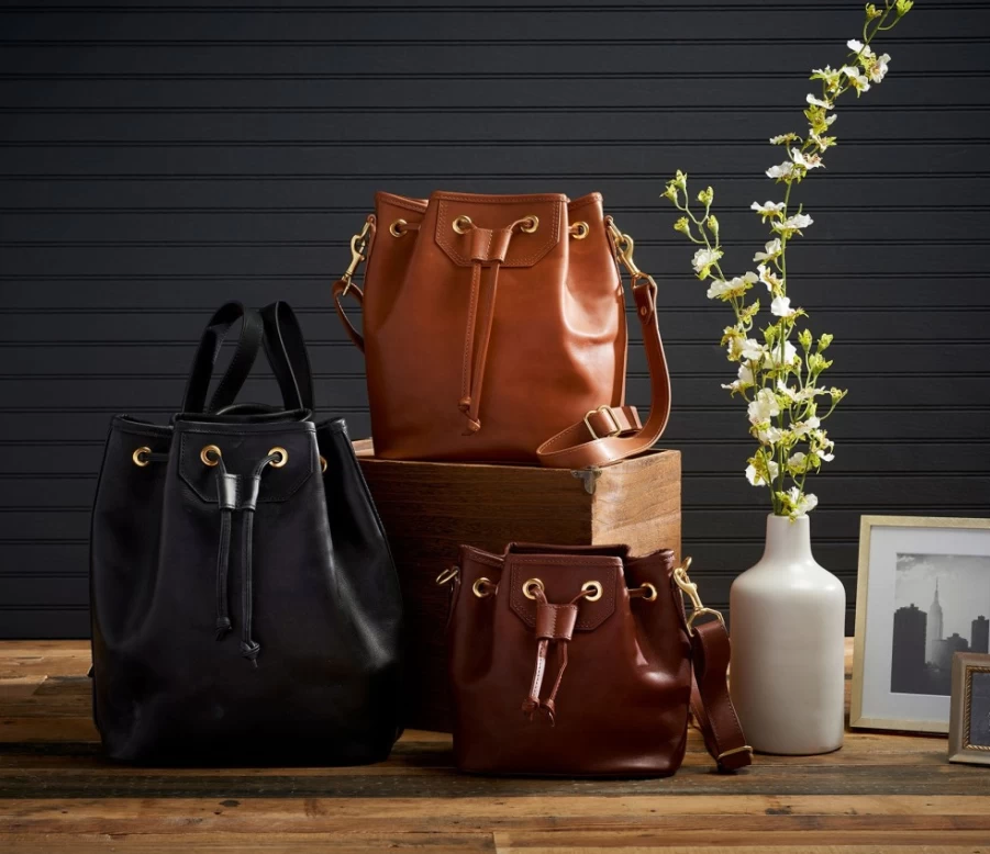 J.W. Hulme Co Lyndale Avenue Natural Vachetta Heritage Leather Bucket Bag