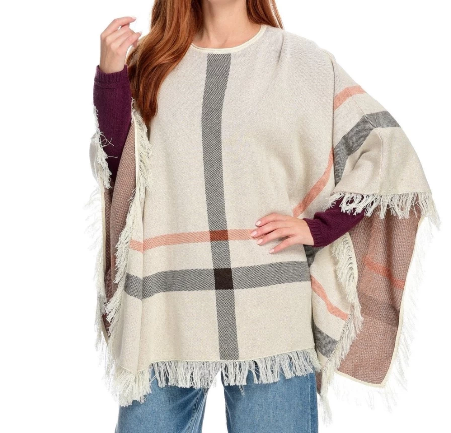 "J. W. Hulme Co Women's Tan Plaid Poncho – Blue Ladies Style"