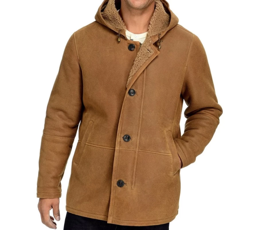 Men's Shearling Hooded Jacket by J. W. Hulme Co – Premium Winter Coat with Fur Lining