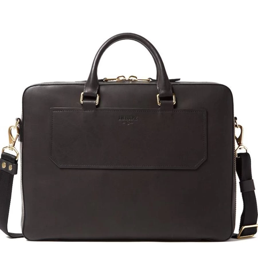 J. W. Hulme Co Fremont Black Hanover Leather Briefcase for Men – Premium Business Bag