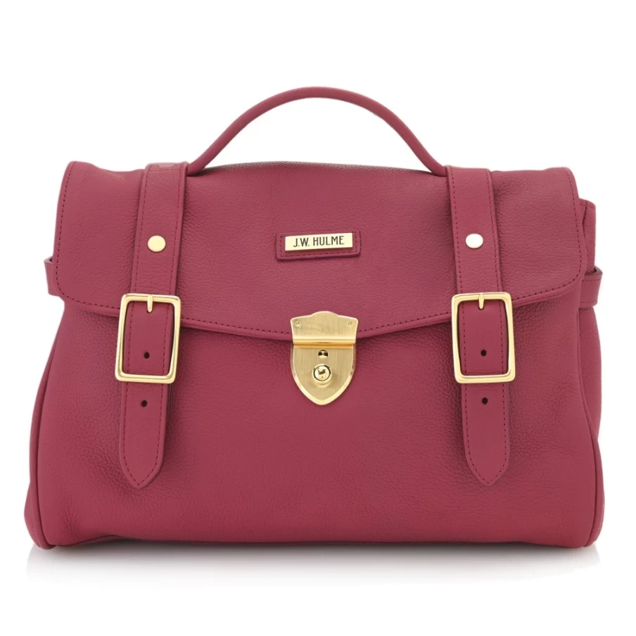 J. W. Hulme Co Blair Pebble Leather Lock Satchel Handbag for Women
