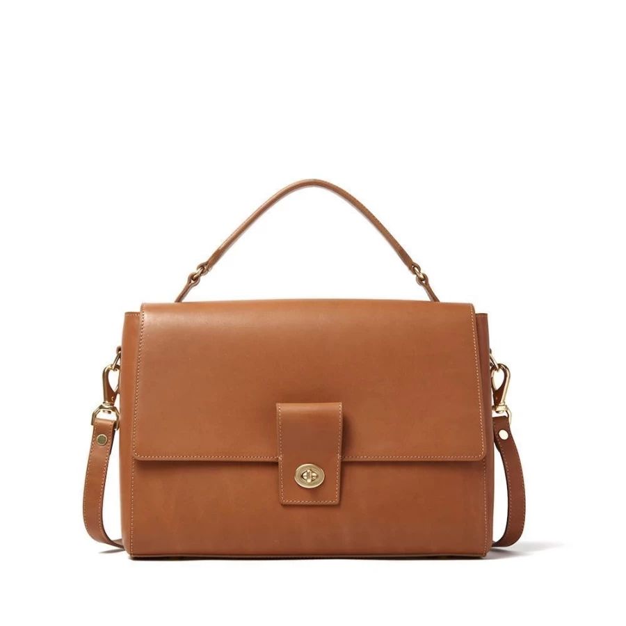 J.W. Hulme Co Emily Leather Top Handle Satchel Bag for 13 Inch Laptop & Essentials