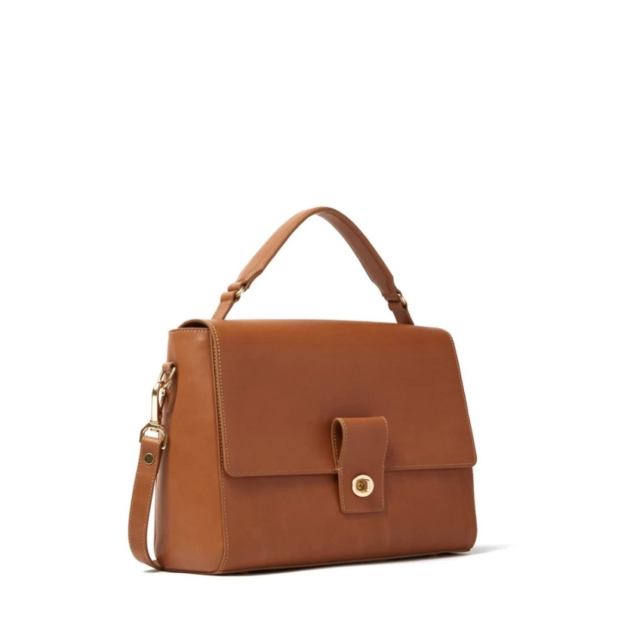 J.W. Hulme Co Emily Leather Top Handle Satchel Bag for 13 Inch Laptop & Essentials