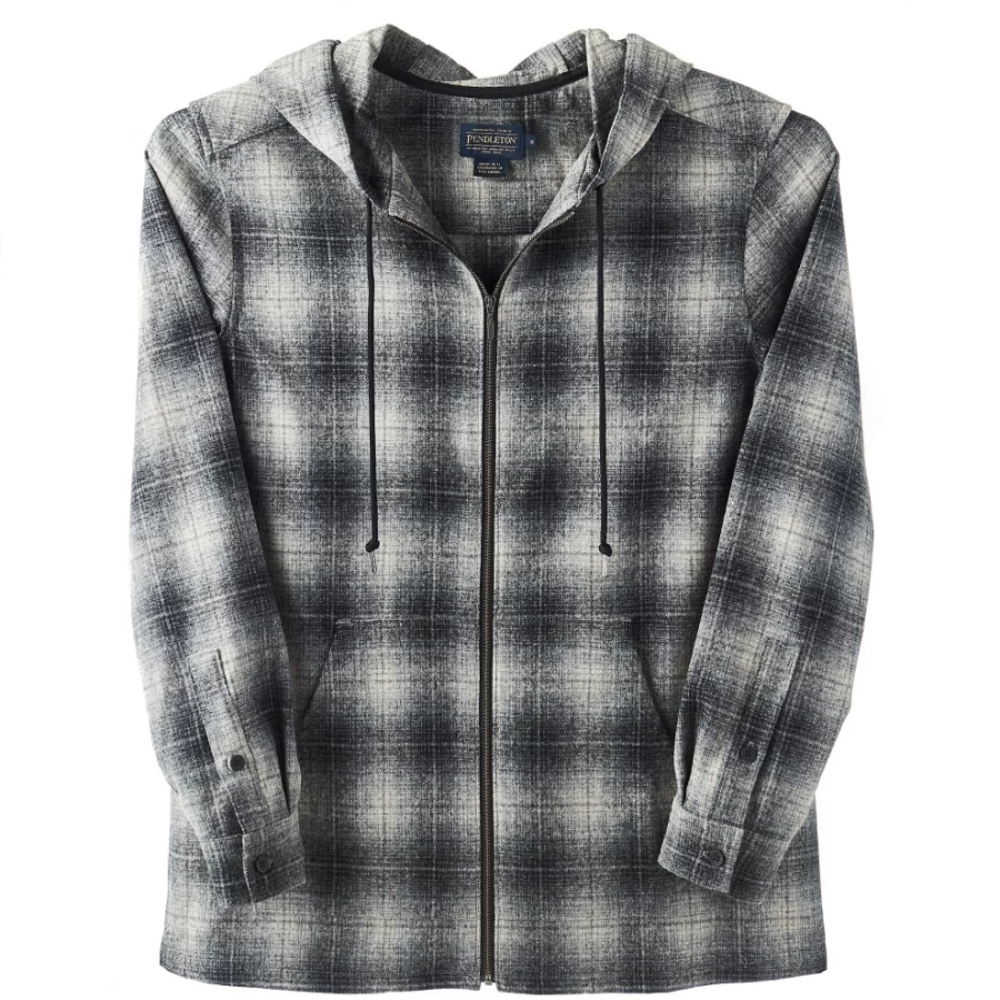 J. W. Hulme Co Women's Black Plaid Pendleton Boyfriend Zip Hoodie