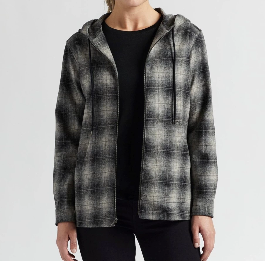 J. W. Hulme Co Women's Black Plaid Pendleton Boyfriend Zip Hoodie