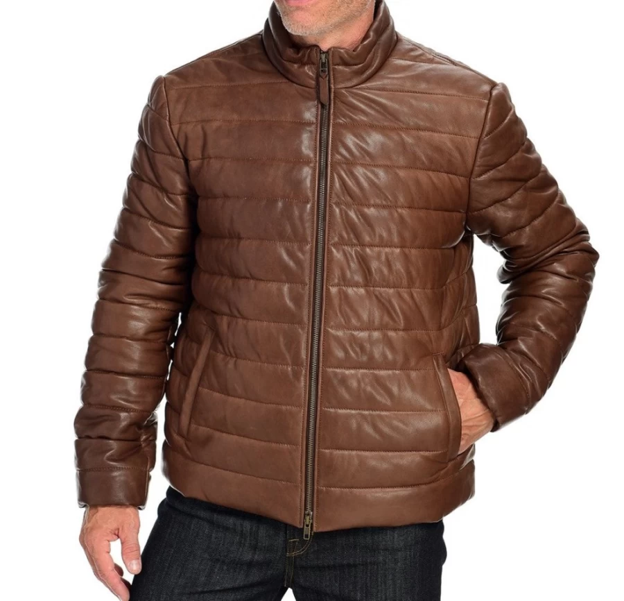J. W. Hulme Co Men's Lambskin Puffer Jacket – Premium Leather Winter Coat for Men