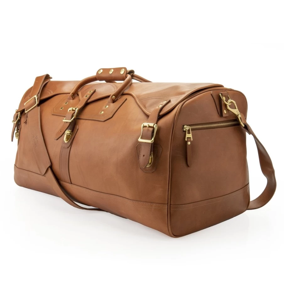 J. W. Hulme Co Classic Large Duffel Bag - Premium Leather Travel Duffle for Men & Women