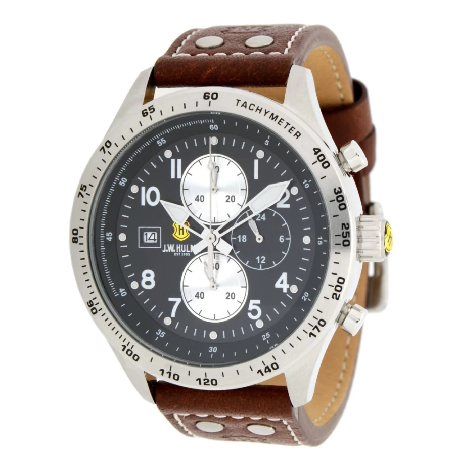 J.W. Hulme Co Men's 45mm Quartz Chronograph Leather Strap Watch - Classic Analog Chrono Timepiece