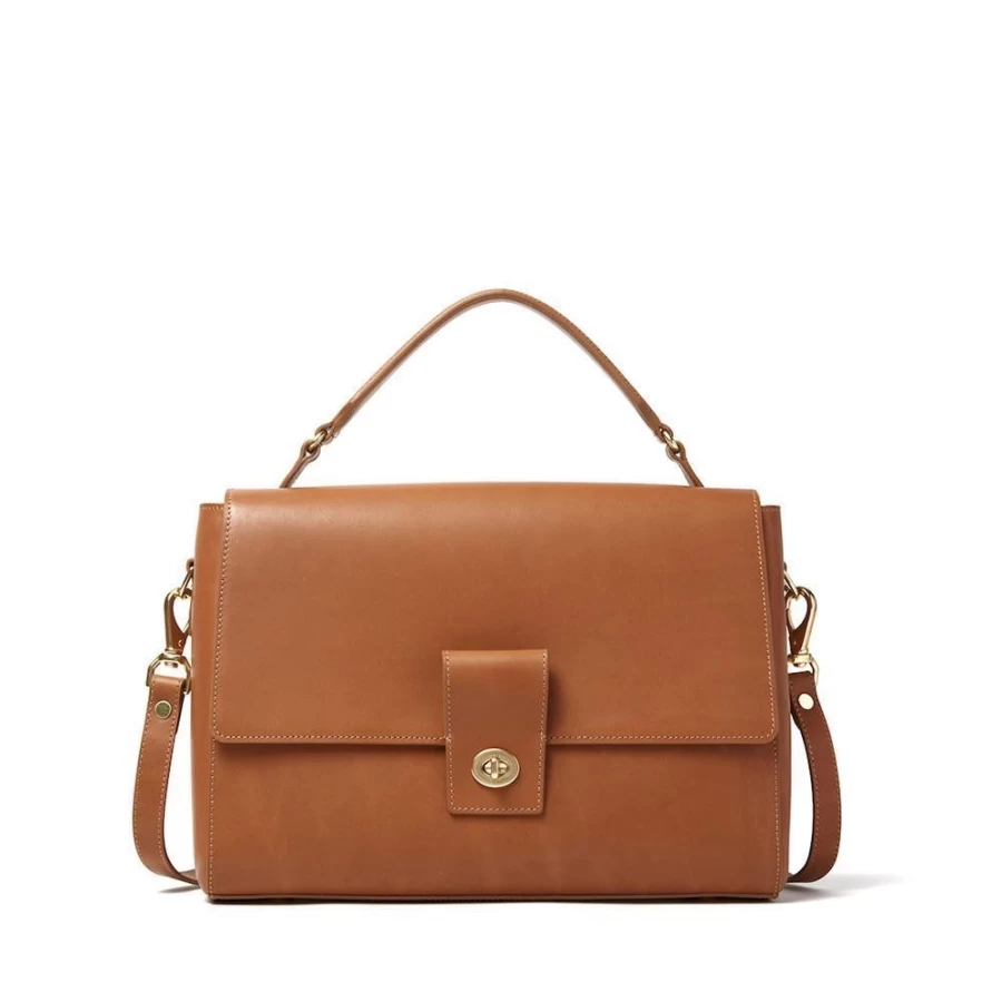J.W. Hulme Co Emily Leather Top Handle Satchel Bag for 13 Inch Laptop & Essentials