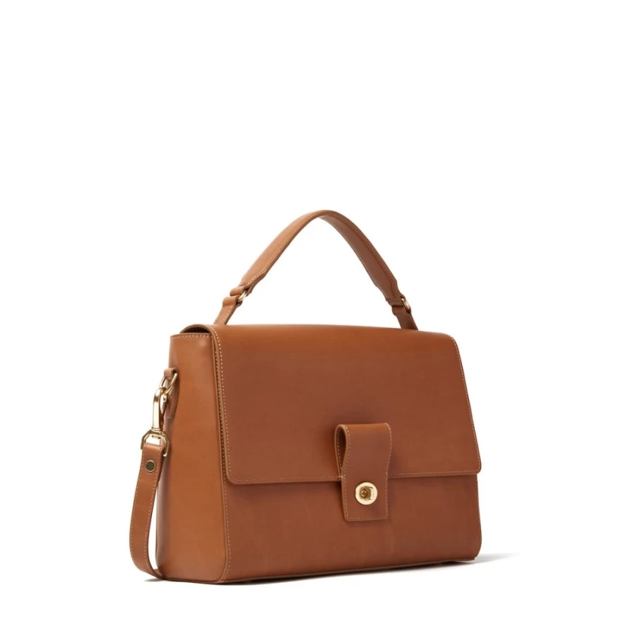 J.W. Hulme Co Emily Leather Top Handle Satchel Bag for 13 Inch Laptop & Essentials