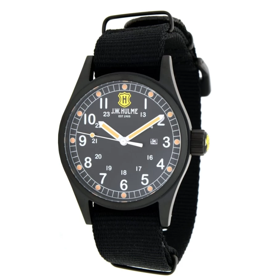 J.W. Hulme Co Men's 42mm Quartz Date Watch with Nylon Strap - Classic Casual Timepiece