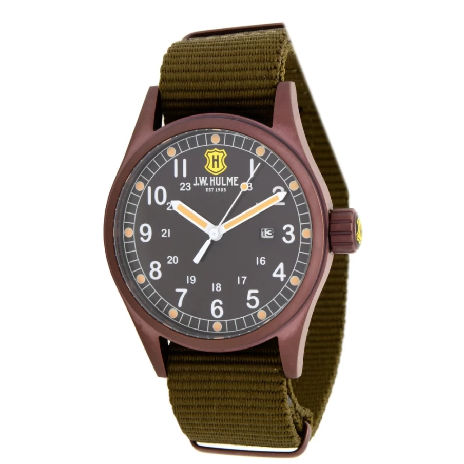 J.W. Hulme Co Men's 42mm Quartz Date Watch with Nylon Strap - Classic Casual Timepiece
