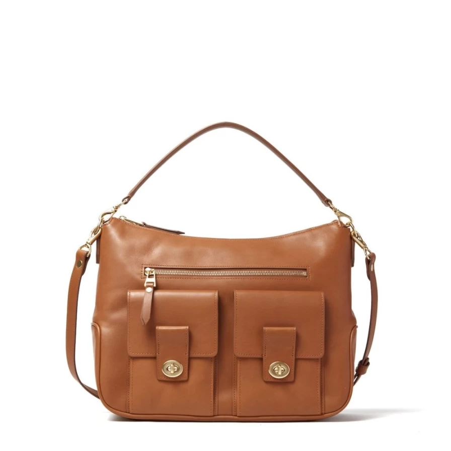 J. W. Hulme Co Stella Satchel Handbag in Walnut Hanover Leather