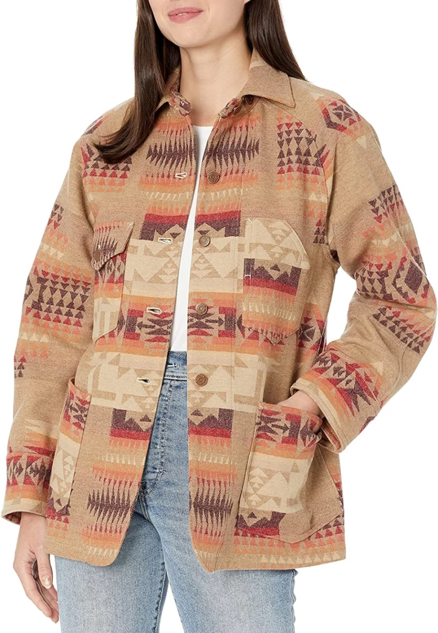J. W. Hulme Co Men's Pendleton Vintage Wool Work Jacket in Tan Jacquard