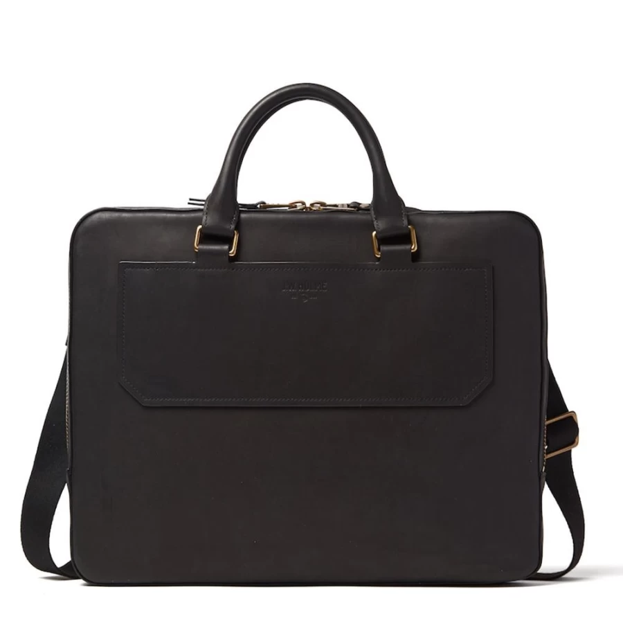 J. W. Hulme Co Fremont Slim Briefcase - Black Hanover Leather Business Bag for Professionals