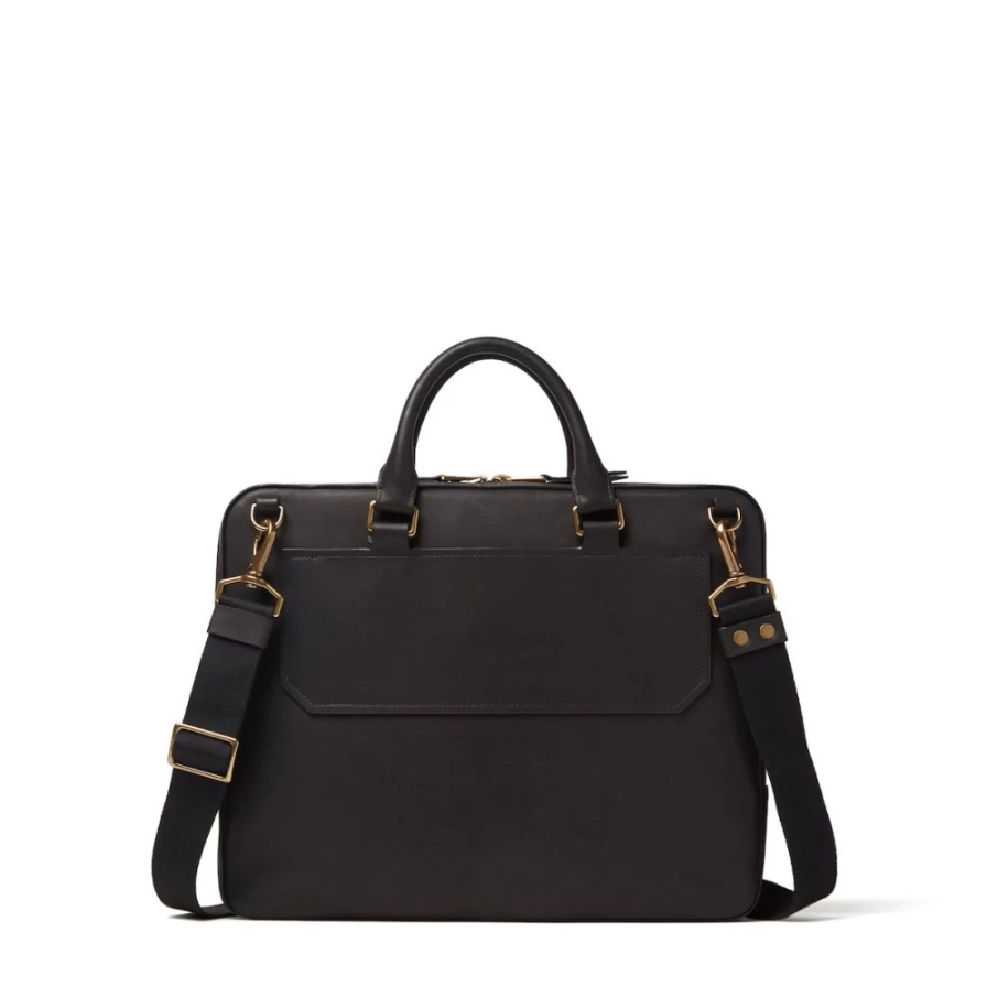 J. W. Hulme Co Fremont Slim Briefcase - Black Hanover Leather Business Bag for Professionals