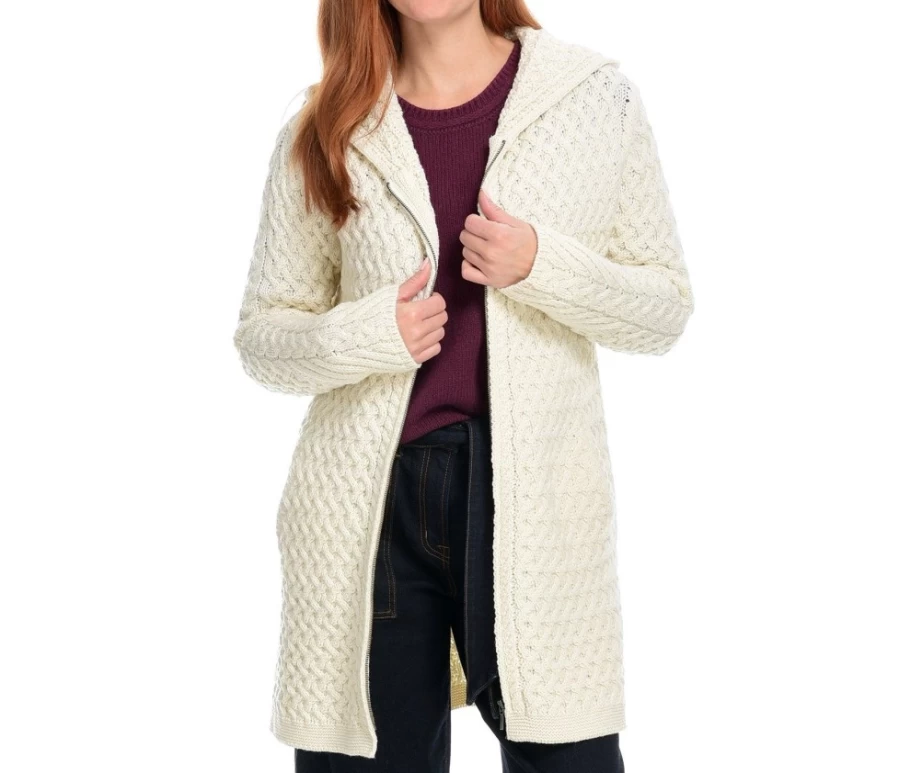 J. W. Hulme Co Men's Natural Coolquay Trellis Hooded Sweater - Irelandseye Style