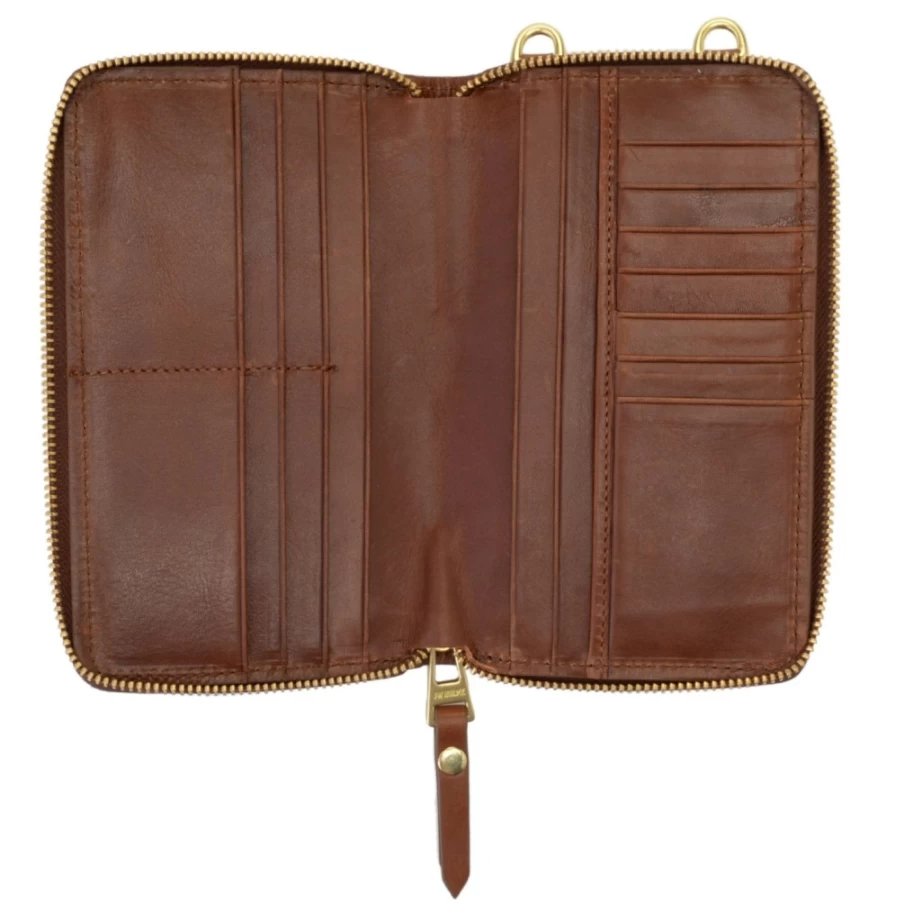 J. W. Hulme Co Leather Crossbody Phone Wallet with Zip Pocket for Secure Travel