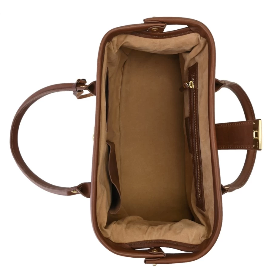 J. W. Hulme Co Gladstone Natural Heritage Leather Framed Satchel Bag