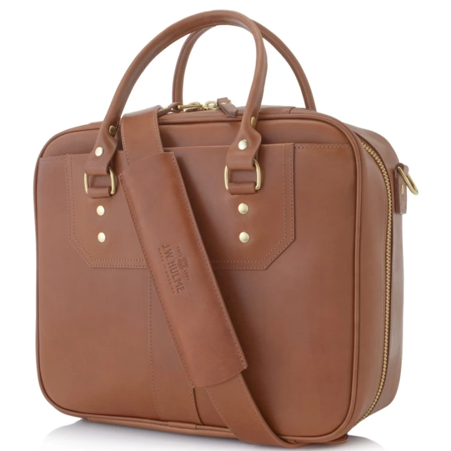 J. W. Hulme Co Fremont Avenue Premium Leather Travel Briefcase for Business & Carry-On