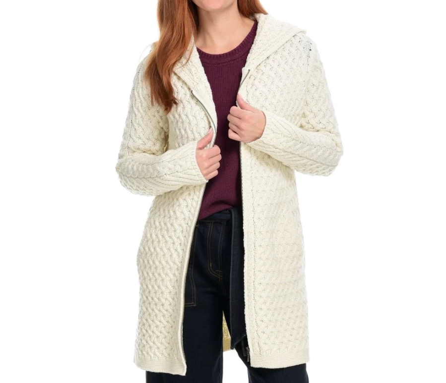J.W. Hulme Co Women's Natural Coolquay Trellis Hooded Sweater | Irelandseye Design