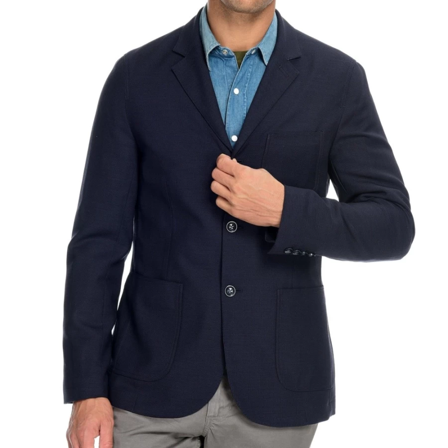 Men's Deep Navy Hopsack Blazer by J. W. Hulme Co – Classic Tailored Jacket