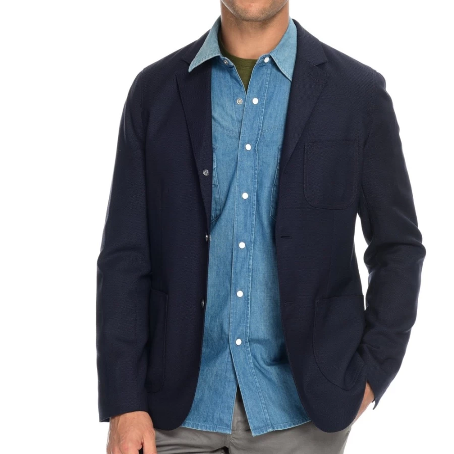 Men's Deep Navy Hopsack Blazer by J. W. Hulme Co – Classic Tailored Jacket