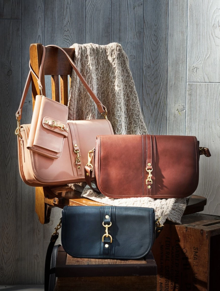 J. W. Hulme Co Natural Vachetta Heritage Leather Del Mar Clutch with Adjustable Shoulder & Crossbody Strap