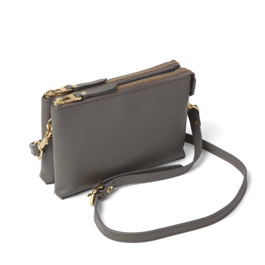 J. W. Hulme Co Hadley Double Zip Crossbody Bag - Genuine Leather Handmade Shoulder Purse for Women