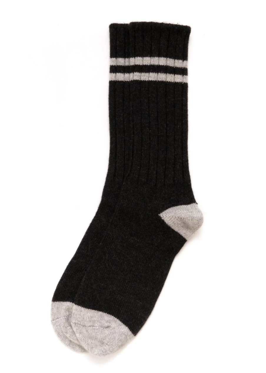 J. W. Hulme Co Men's Cashmere Double Stripe Socks - Luxury American-Made Winter Socks for Men