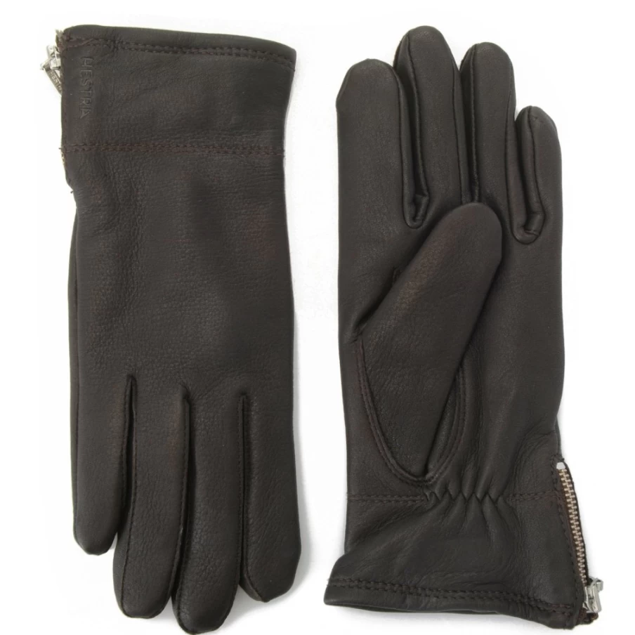 J. W. Hulme Co Women's Hestra Charlene Deerskin Leather Zip Gloves – Premium Winter Gloves for Women
